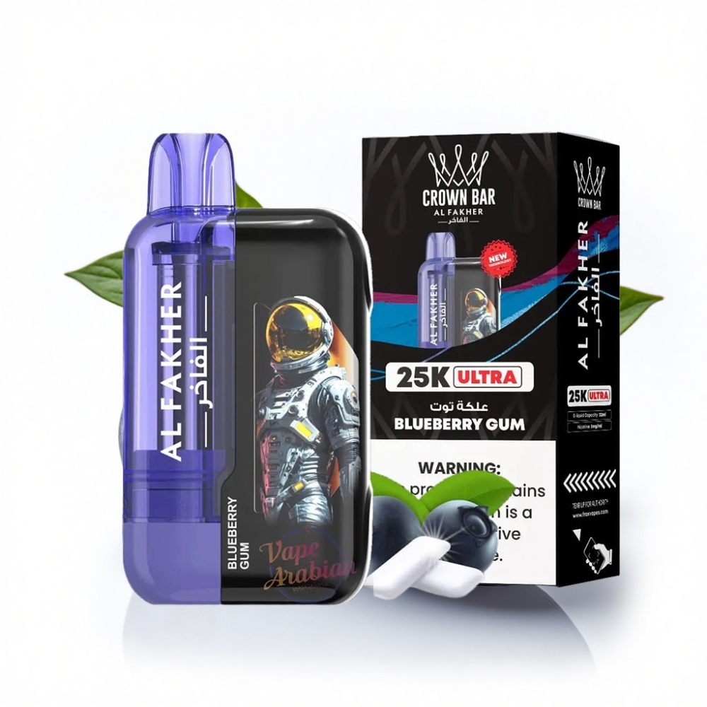 Al Fakher Crown Bar Ultra 25K 22ml LED Display Blueberry Sakızı