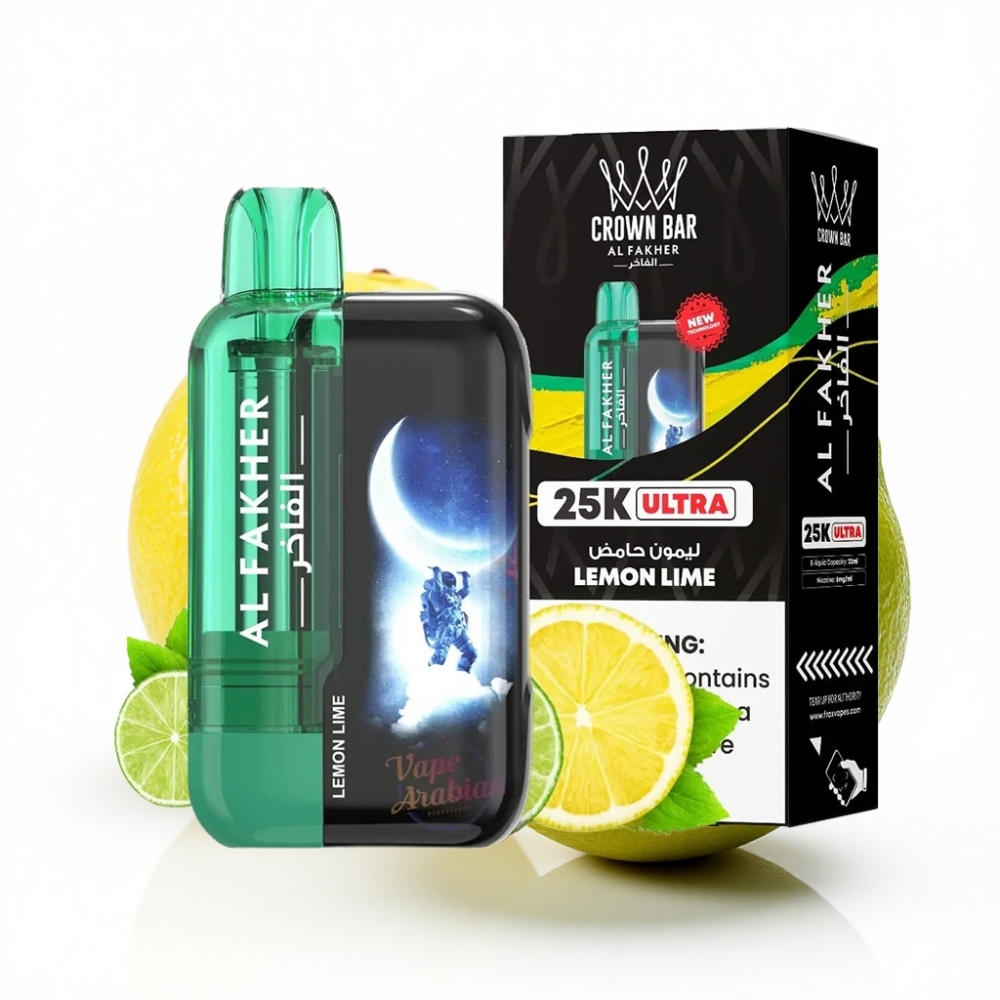 Al Fakher Crown Bar Ultra 25K 22ml Limon-Lime Aromalı Mesh Coil Disposable Vape