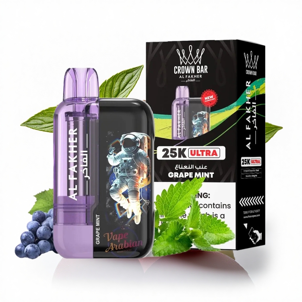 Al Fakher Crown Bar Ultra 25K 22ml Üzüm Naneli Mesh Coil Disposable Vape
