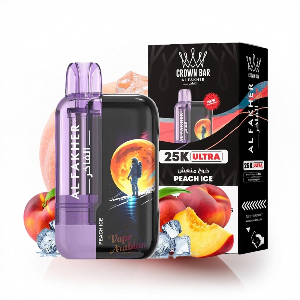 Al Fakher Crown Bar Ultra 25K 300mAh LED Şeftali Buz
