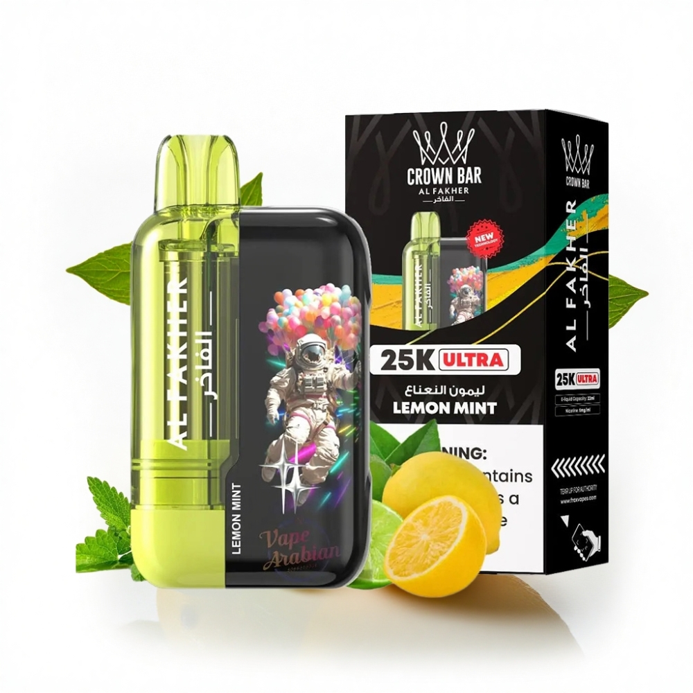 Al Fakher Crown Bar Ultra 25K Limon Nane 22ml LED Ekranlı Mesh Coil