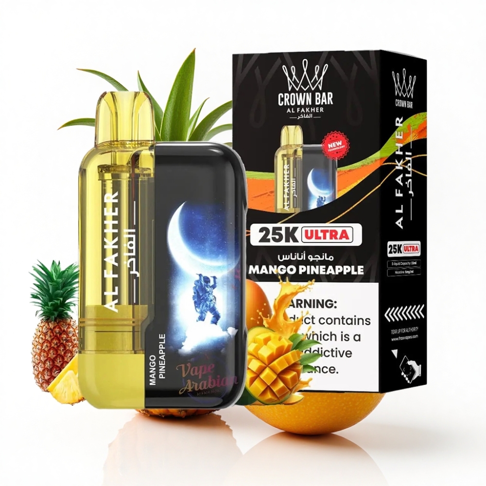 Al Fakher Crown Bar Ultra 25K Mango Ananas LED Ekranlı Disposable Vape