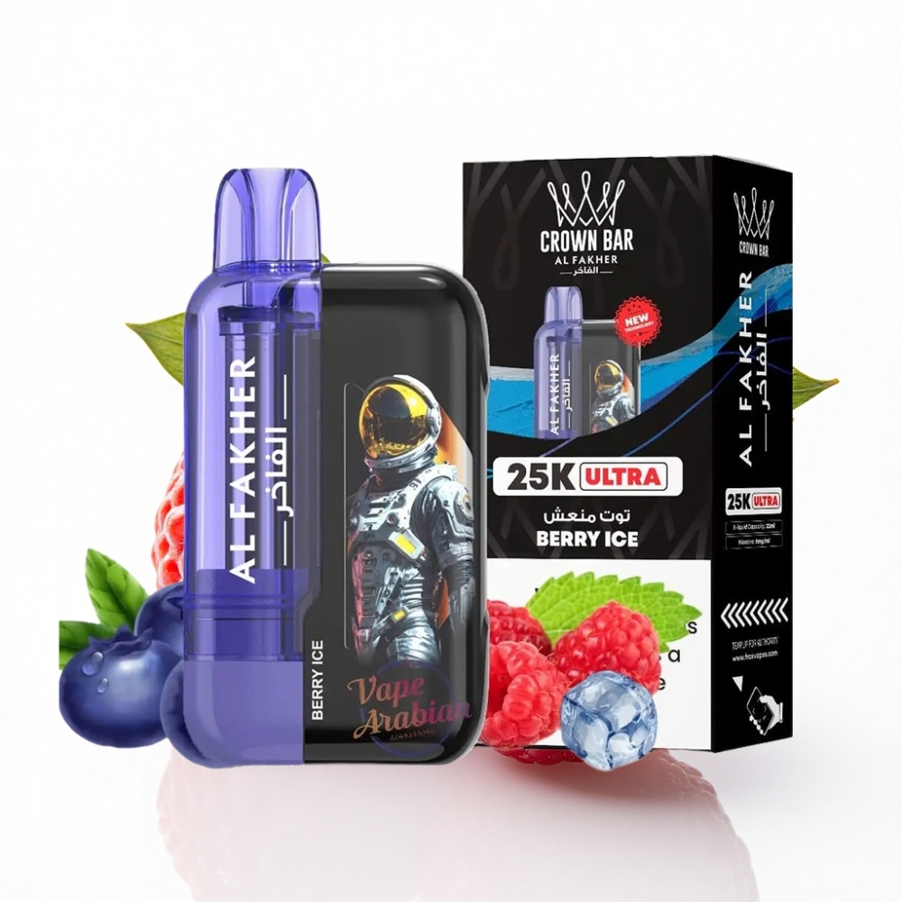 Al Fakher Crown Bar Ultra 25K Çilek Buz 22ml LED Ekranlı Disposable Vape