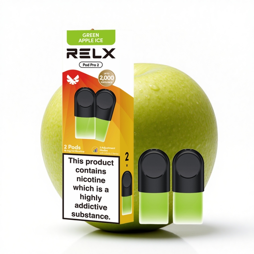 RELX Pod Pro 2 600 Puff 1.8% Nikotin 1.9ml Yeşil Elma Buz