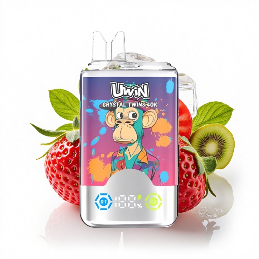 UWIN Crystal Twins 40000 Puff Çilek Kivi Üzüm Buz Aromalı Şarj Edilebilir 32ml