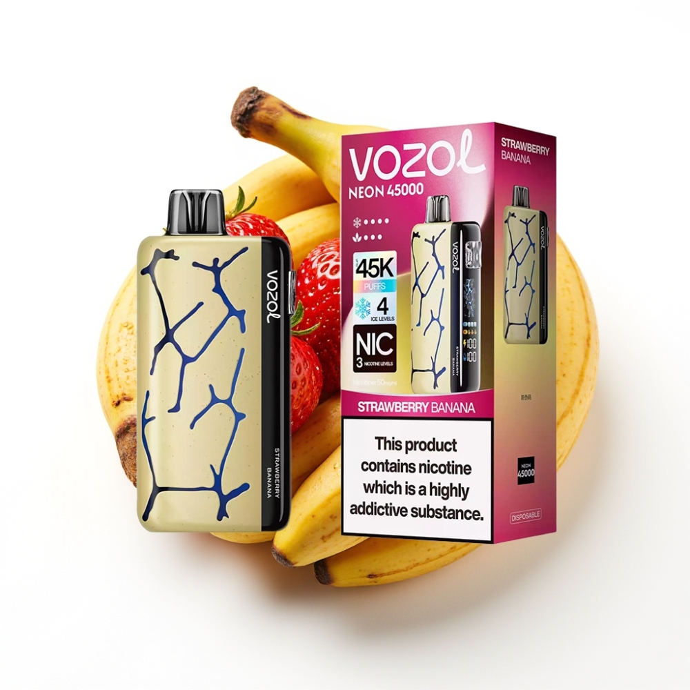 Vozol Neon 45000 Puff 20ml Çilek Muz Ayarlanabilir Hava Akışı Disposable Vape