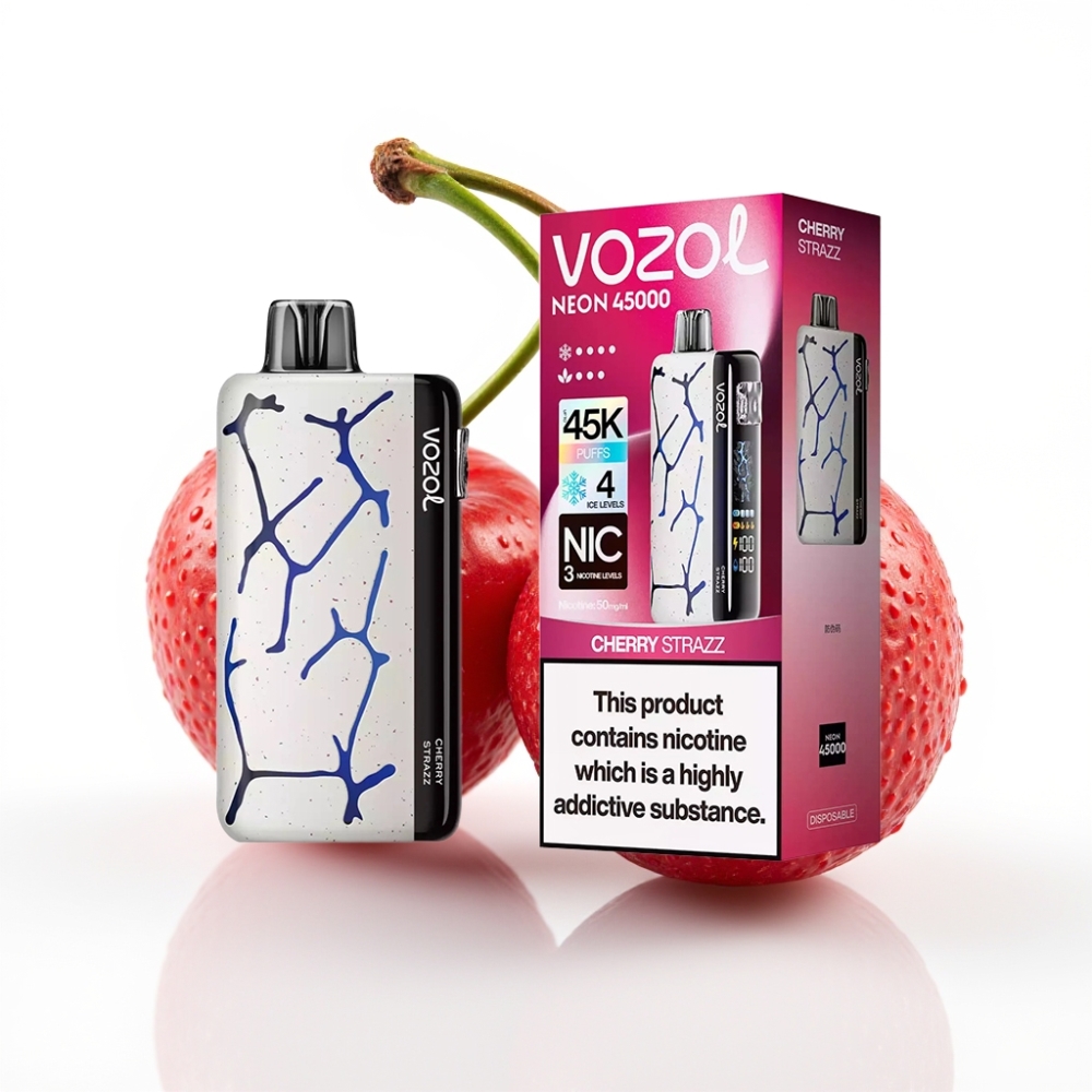 Vozol Neon 45000 Puff Ayarlanabilir Hava Akışı Vişne Strazz Disposable Vape