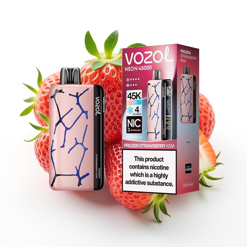 Vozol Neon 45K 45000 Puff Ayarlanabilir Buz ve Hava Akışı Dondurulmuş Çilek Kivi