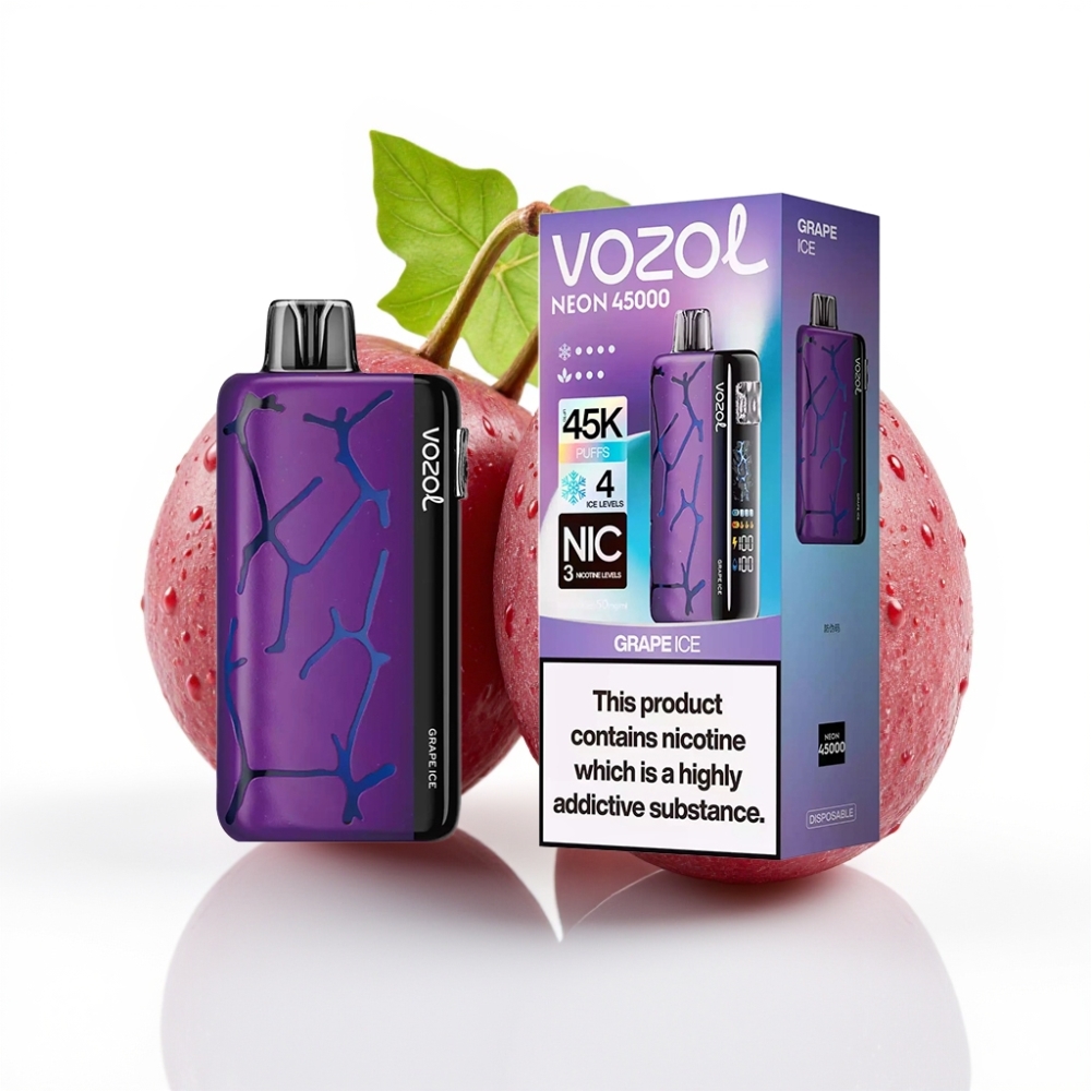 Vozol Neon 45K 45000 Puff Ayarlanabilir Buz ve Hava Akışı Üzüm Buz Disposable Vape