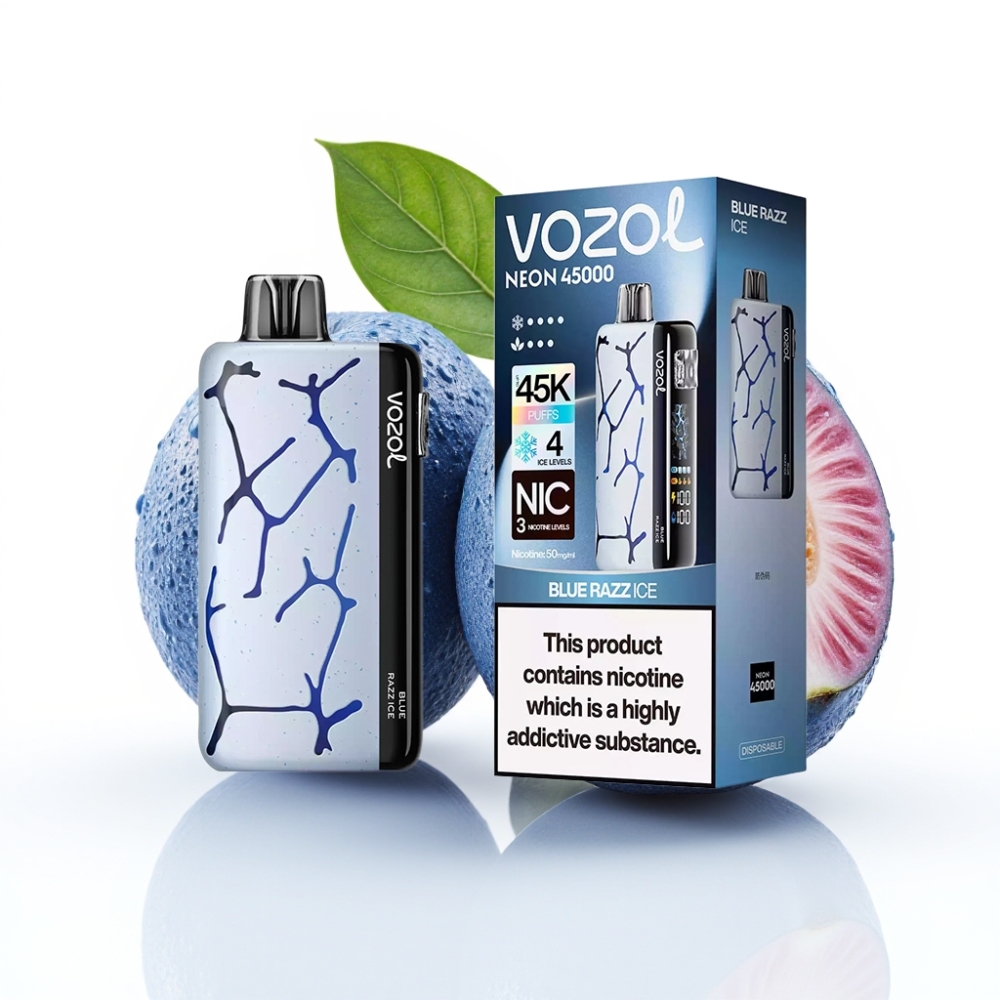 Vozol Neon 45K 45000 Puff Ayarlanabilir Hava Akışı Blue Razz Ice Disposable Vape