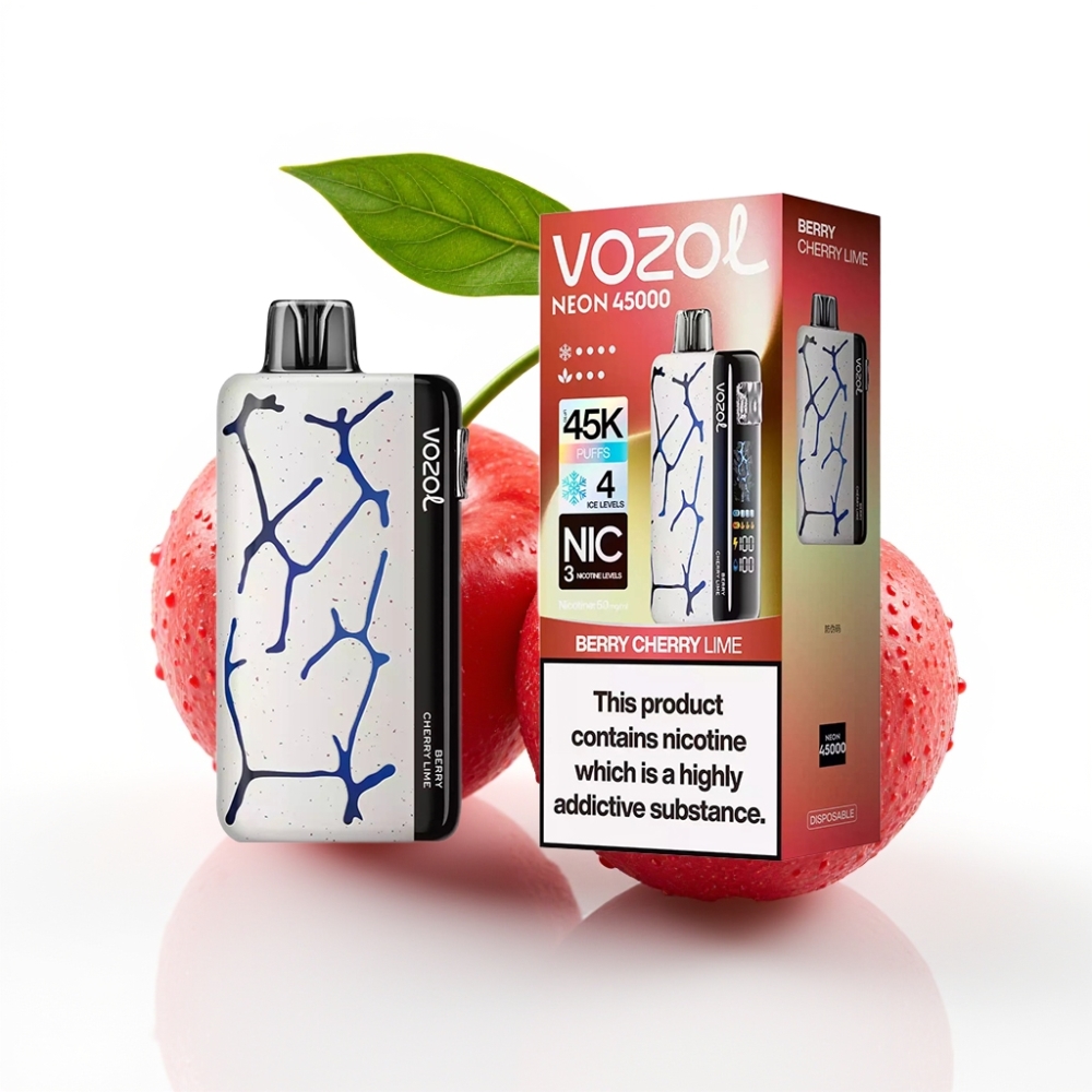 Vozol Neon 45K 45000 Puff Ayarlanabilir Hava Akışı ve Buz Çilek Kiraz Lime